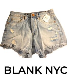 NWT Blank NYC  DISTRESSED DENIM JEAN SHORTS 26 100% Cotton $78